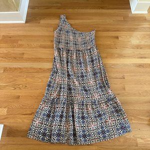 Knox Rose One-Shoulder Maxi Dress - Blue and Cream